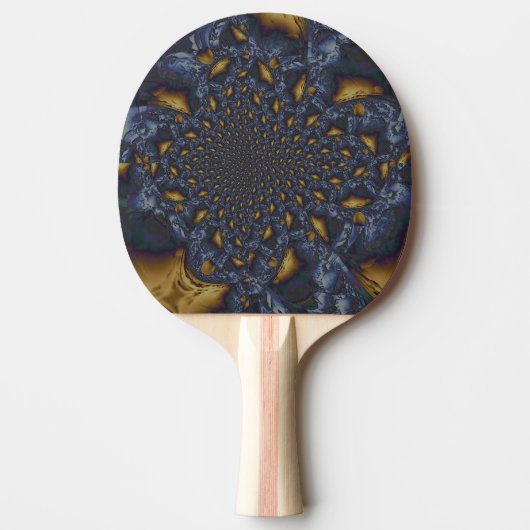 Goud en Zilver Blauw Gesmolten Metaal Tafeltennisbatje (Voorkant)