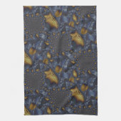 Goud en Zilver Blauw Gesmolten Metaal Theedoek (Verticaal)