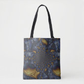 Goud en Zilver Blauw Gesmolten Metaal Tote Bag (Voorkant)