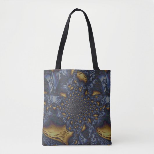 Goud en Zilver Blauw Gesmolten Metaal Tote Bag (Voorkant)