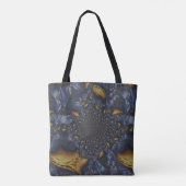 Goud en Zilver Blauw Gesmolten Metaal Tote Bag (Achterkant)