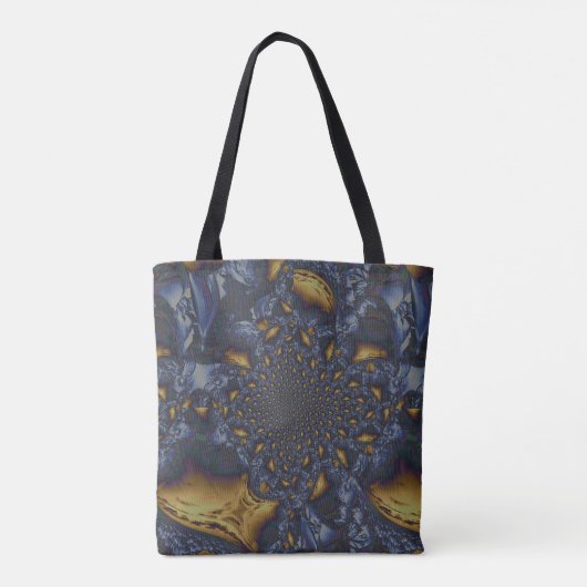 Goud en Zilver Blauw Gesmolten Metaal Tote Bag (Achterkant)
