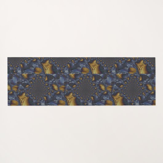 Goud en Zilver Blauw Gesmolten Metaal Yogamat (Achterkant (horizontaal))