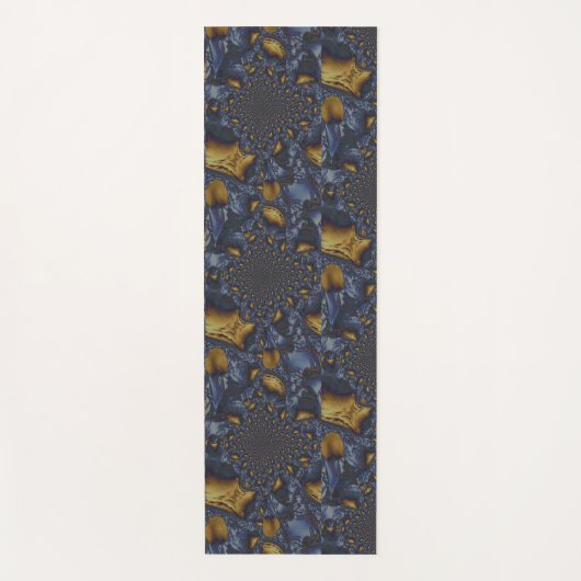 Goud en Zilver Blauw Gesmolten Metaal Yogamat (Voorkant)