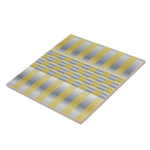 Goud en Zilver (Checkers en Stripes) Tegeltje