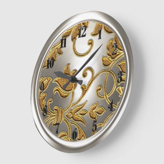 Goud en Zilver Damast Grote Klok (Hoek)