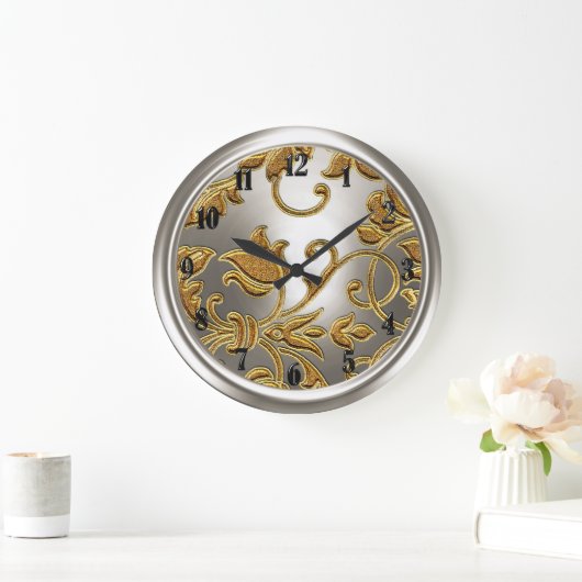 Goud en Zilver Damast Grote Klok (Huis)
