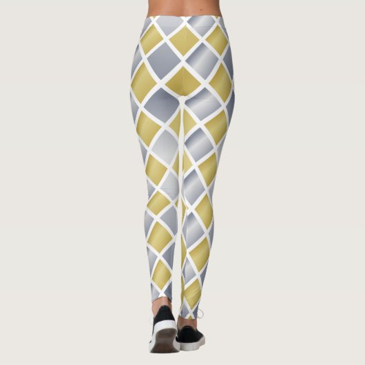 Goud en Zilver (Diamond Checkered) Leggings (Achterkant)