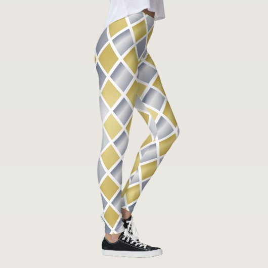 Goud en Zilver (Diamond Checkered) Leggings (Rechts)