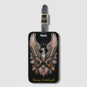 Goud en zilver en roze adelaar bagagelabel (Voorkant (verticaal))