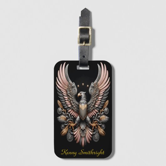 Goud en zilver en roze adelaar bagagelabel (Voorkant (verticaal))