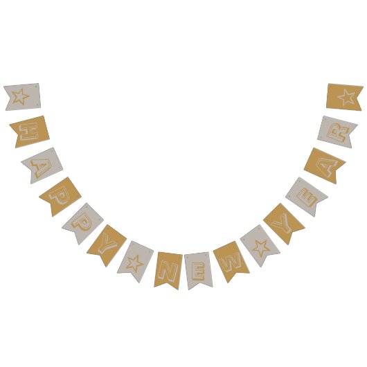 Goud en Zilver Gelukkig Nieuwjaar Vlaggetjes (Alle)