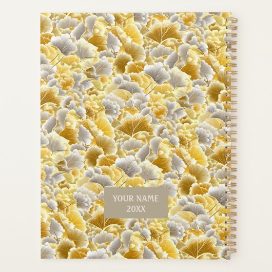 Goud en Zilver Gingko laat Chiyogami Planner (Achterkant)