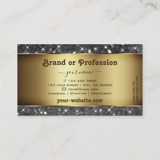 Goud en Zilver Glitter Lichtgevende Sterren Elegan Visitekaartje (Achterkant)