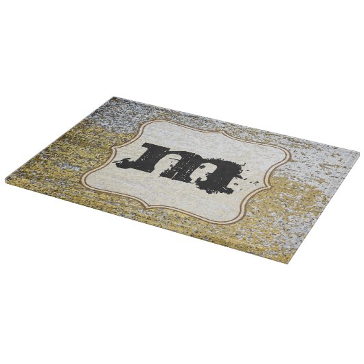 Goud en zilver Grunge glas snijplank (Hoek)