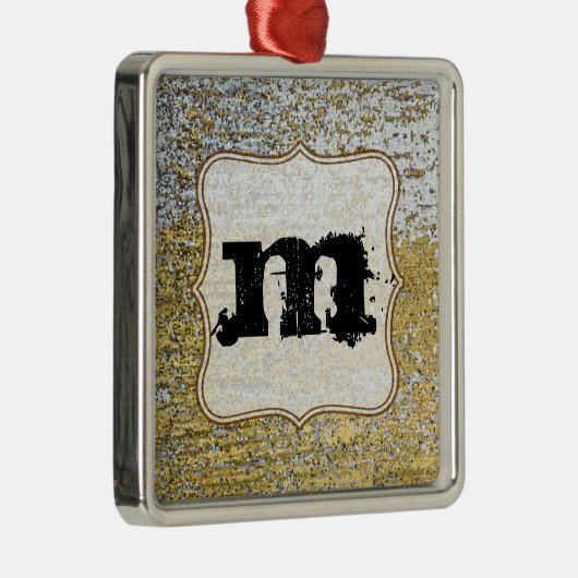 Goud en zilver Grunge Monogram Initiaal Ornament (Rechts)
