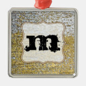 Goud en zilver Grunge Monogram Initiaal Ornament (Voorkant)