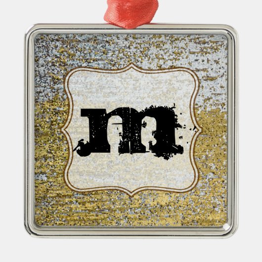 Goud en zilver Grunge Monogram Initiaal Ornament (Voorkant)
