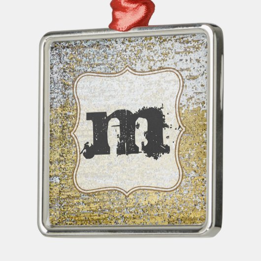 Goud en zilver Grunge Monogram Initiaal Ornament (Links)