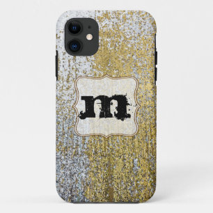 Goud en zilver Grunge Monogram IPHONE 5 Hoesje