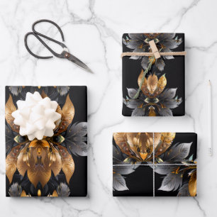 Goud en zilver huwelijksgeschenk inpakpapier vel