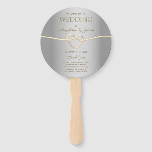 Goud en Zilver Huwelijksprogramma Handwaaier (Voorkant)