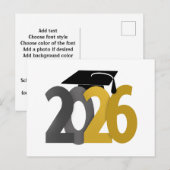 Goud en Zilver Klas van 2026 Afstuderen Briefkaart (Voorkant / Achterkant)