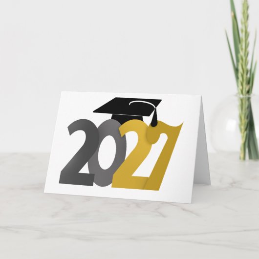 Goud en Zilver Klas van 2027 Afstuderen Kaart (Voorkant)