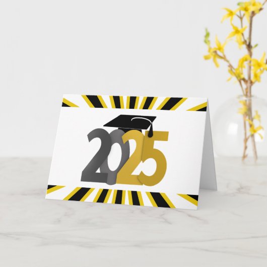 Goud en Zilver Klasse van 2025 Kaart (Gele Bloem)