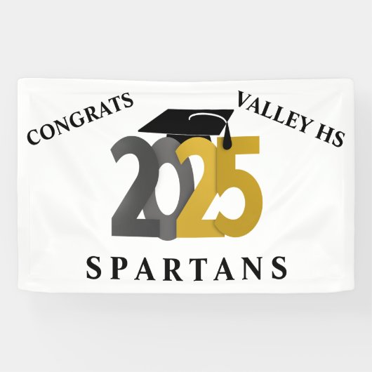 Goud en Zilver Klasse van 2025 Spandoek (Horizontaal)