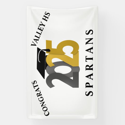 Goud en Zilver Klasse van 2025 Spandoek (Verticaal)