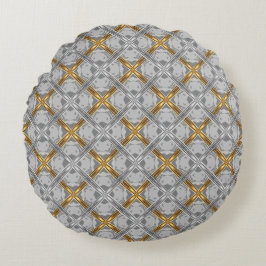 Goud en zilver Laced Gray Medallions Pattern Rond Kussen