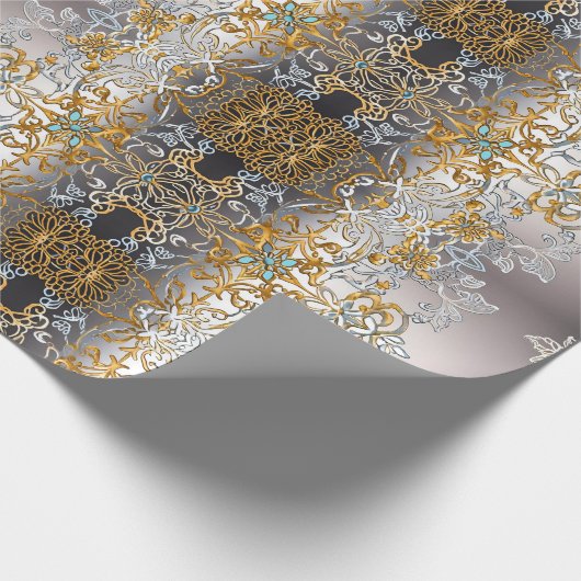 Goud en Zilver Lacy Cadeaupapier (Hoek)