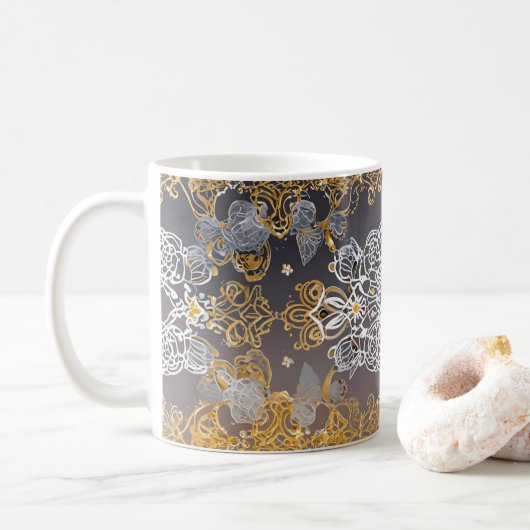 Goud en Zilver Lacy Koffiemok (Met donut)
