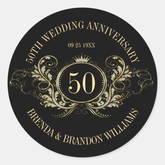 Goud en zilver Lijst met een Crown Square Sticker (Voorkant)