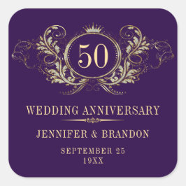 Goud en zilver Lijst met kroon Vierkante Sticker