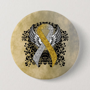 Goud en zilver lint met lint van Wings Ronde Button 7,6 Cm