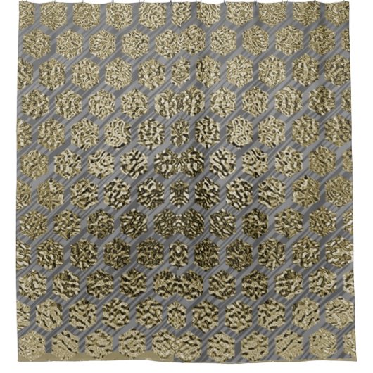 Goud en Zilver Luxe Ontwerp Douchegordijn (Voorkant)