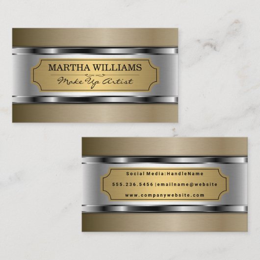 Goud en zilver Metallic achtergrond Visitekaartje (Voorkant / Achterkant)