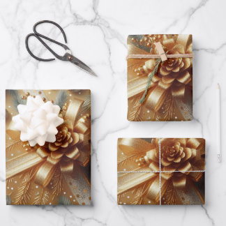 Goud en Zilver Metallic Polka Dots Kerstmis Inpakpapier Vel