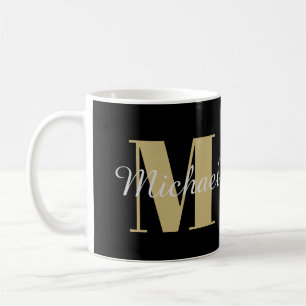 Goud en zilver monogram en naam op maat koffiemok