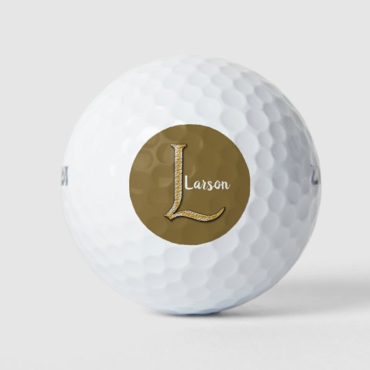 Goud en zilver Monogram L Elegant Letter-Initiaal Golfballen (Voorkant)
