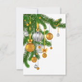 Goud en zilver Ornamenten op Branches Wedding RSVP Kaart (Achterkant)