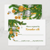 Goud en zilver Ornamenten op Branches Wedding RSVP Kaart (Voorkant / Achterkant)