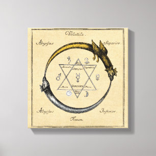 Goud en zilver Ouroboros-symbool Canvas Afdruk