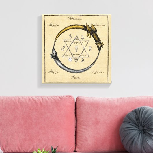 Goud en zilver Ouroboros-symbool Canvas Afdruk (Insitu (Woonkamer))
