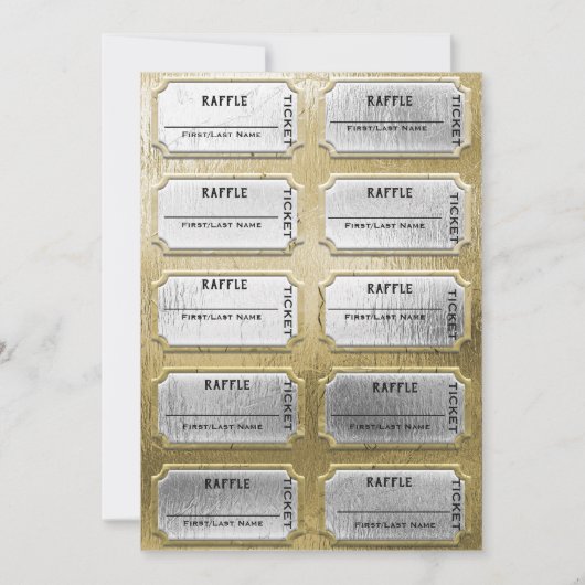 Goud en zilver Raffle Tickets Kaart (Voorkant)