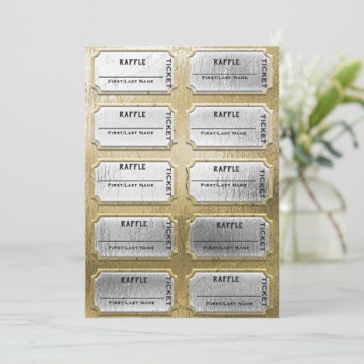 Goud en zilver Raffle Tickets Kaart (Staand voorkant)