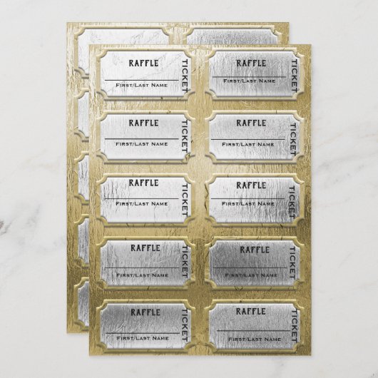 Goud en zilver Raffle Tickets Kaart (Voorkant / Achterkant)