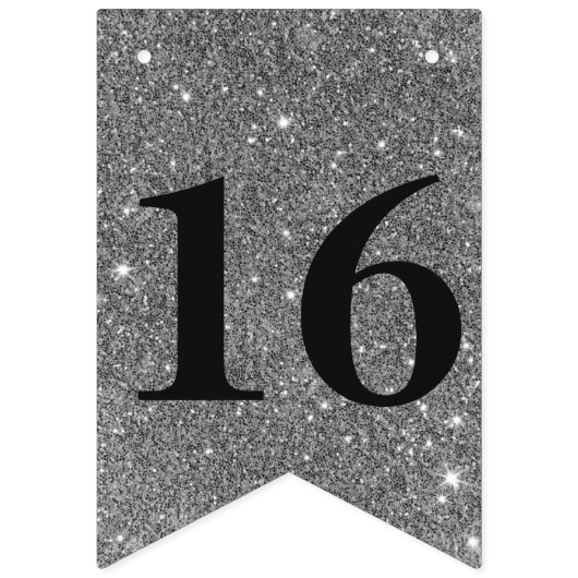 Goud en zilver Sparkle Sweet 16 Vlaggetjes (Eerste vlag)